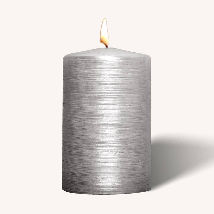 Brushed Metallic Pillar Candles - Titan - 2.5" x 4" - 6 Pack for wholesale by Hyoola Candles