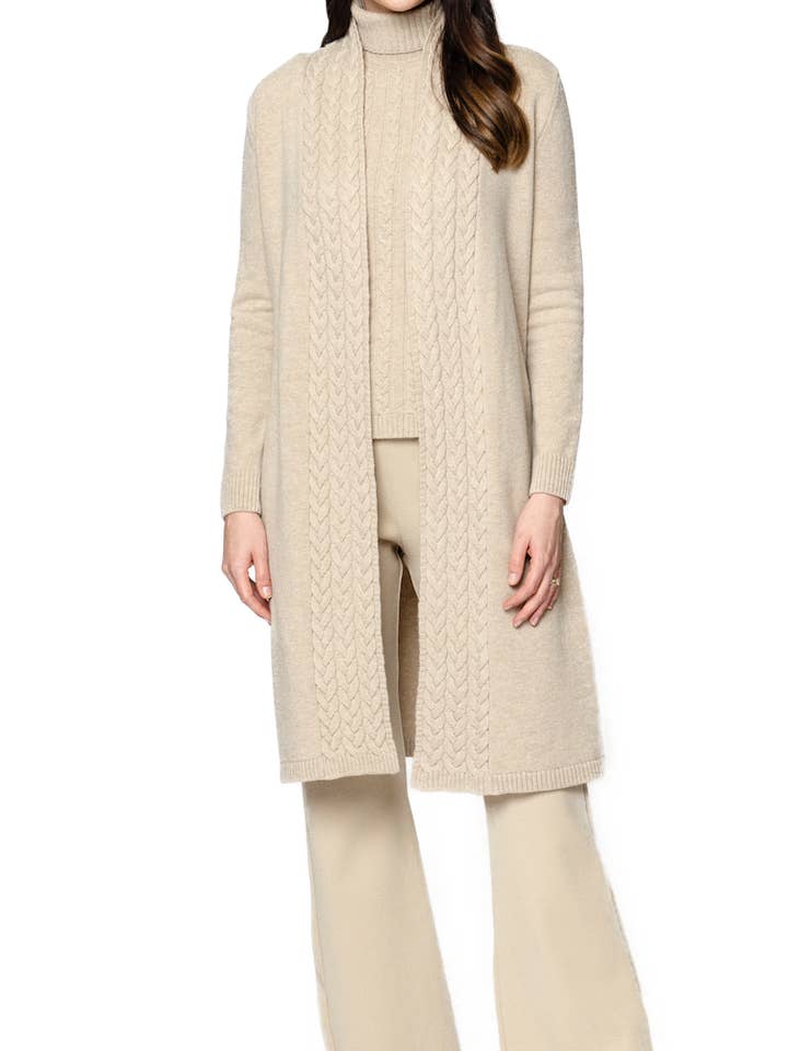 Biana - Wholesale Knit Top - Women's - Lea Short Sleeved Cable-Knit Turtleneck, Beige3