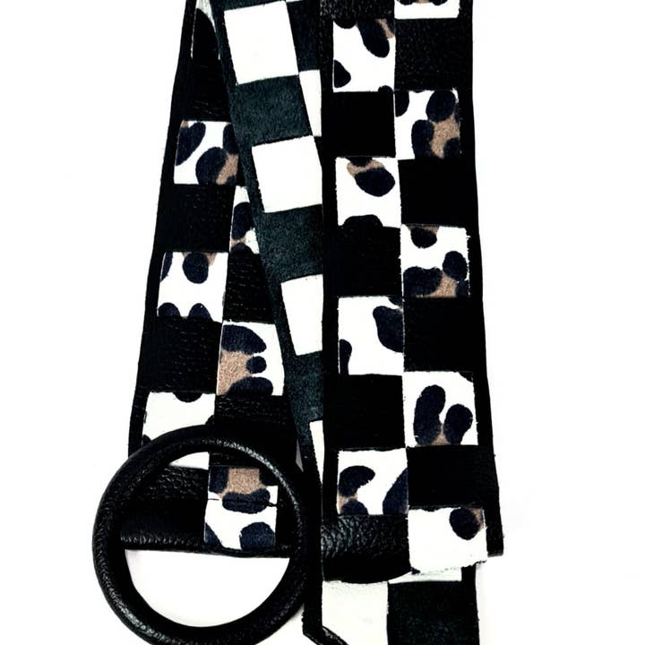 Chenson & Gorett - Wholesale Belt – Women's - Braided Italian Leather Belt with Suede and Animal Print