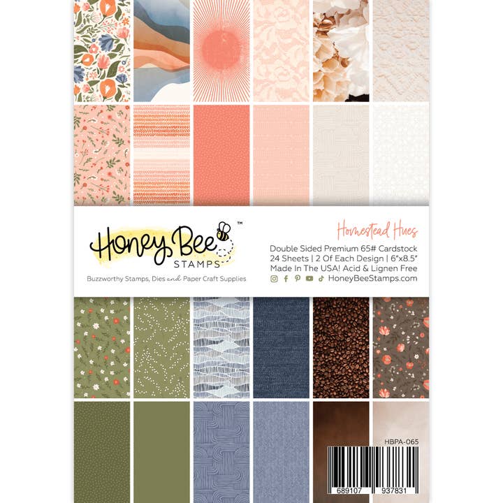 Homestead Hues Papierblok 6x8.5 - 24 Dubbelzijdige Vellen voor wholesale door Honey Bee Stamps