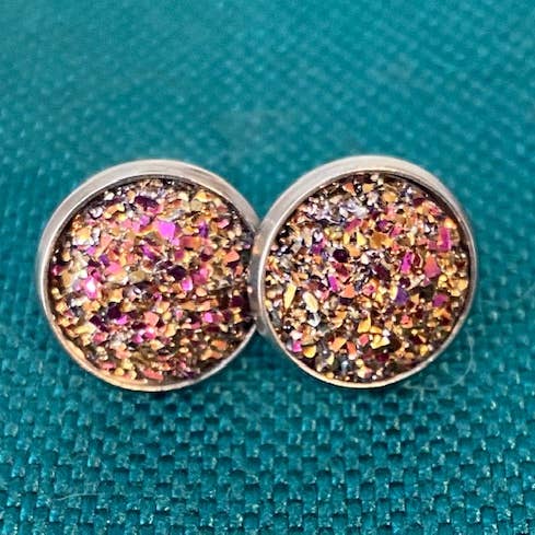 SMA Artistry Creations - Vendita all'ingrosso Orecchini a bottone - Orecchini a bottone cabochon scintillanti da 12 mm18