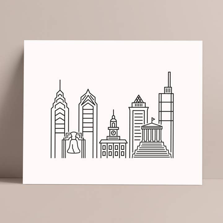 Philadelphia Skyline Poster for wholesale by Backstory Map Co.