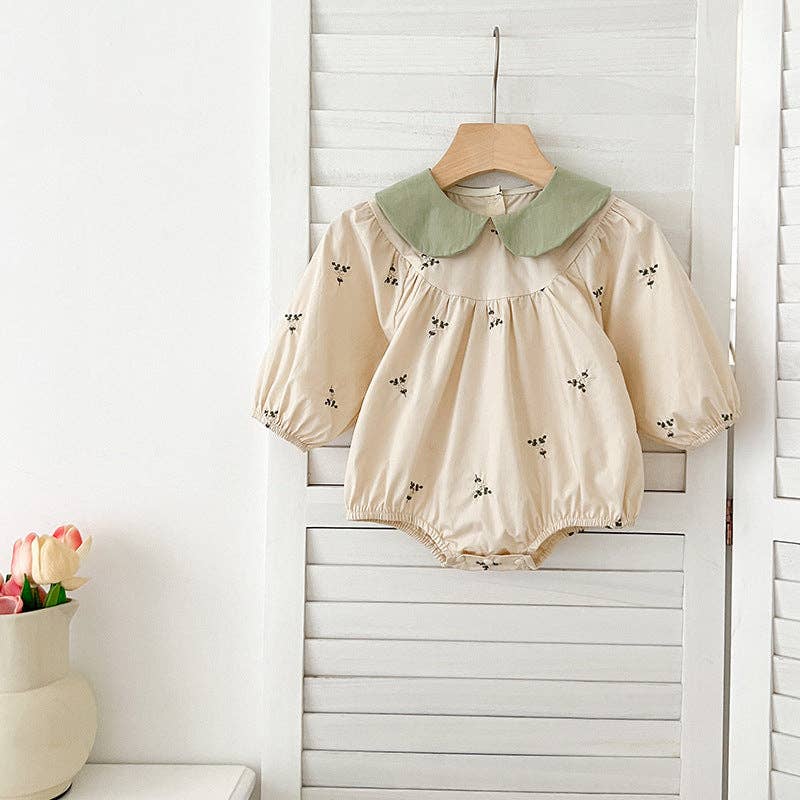 MyKids-USA® – Großhandel Bekleidungsset – Baby – Ankunft Herbst Baby Kinder Mädchen Langarm Floral Stickerei Muster Peter Pan Kragen Body und Kleid – Prinzessin Schwester Matching Set0