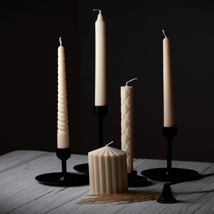Pure Beeswax Taper Candles by Cave Glow Studio