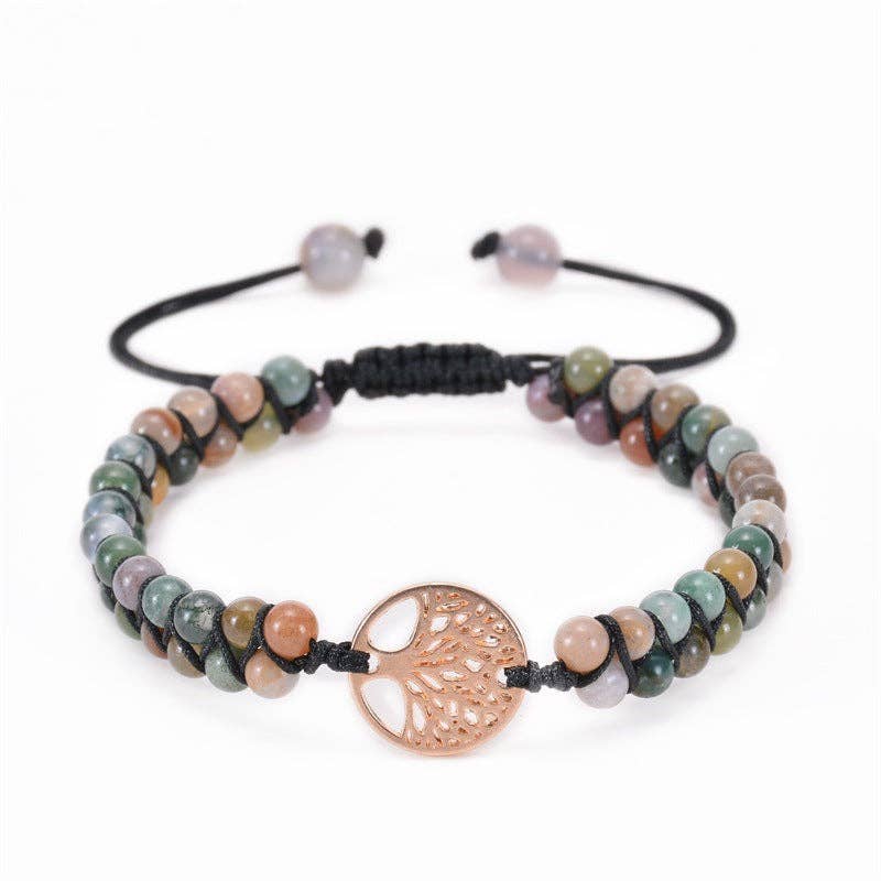 Mio Queena - Wholesale Charm/Dangle Bracelet - 4mm Natural Stone Woven Bracelet Tree of Life Pendant - CS4