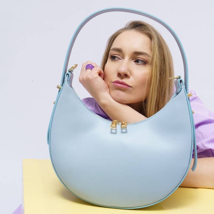 Leather bag "Luna", Light blue for wholesale by LaTalia