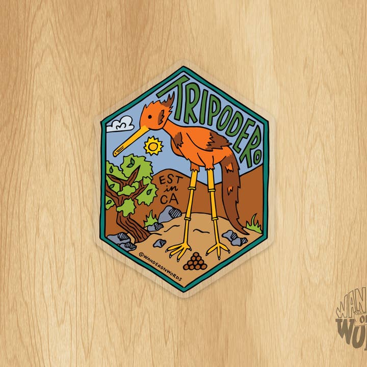 Hand-Lettered Tripodero Sticker, California Critter Sticker for wholesale by Wander On Words