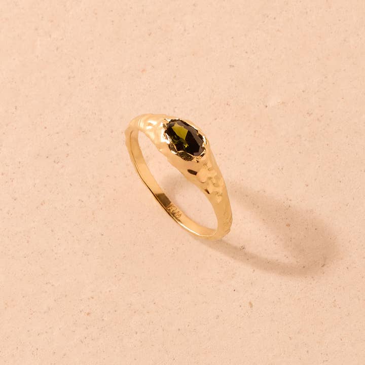 Maria Mini Green Ring | Jewelry Gold Gift Waterproof for wholesale by Agapée Jewelry
