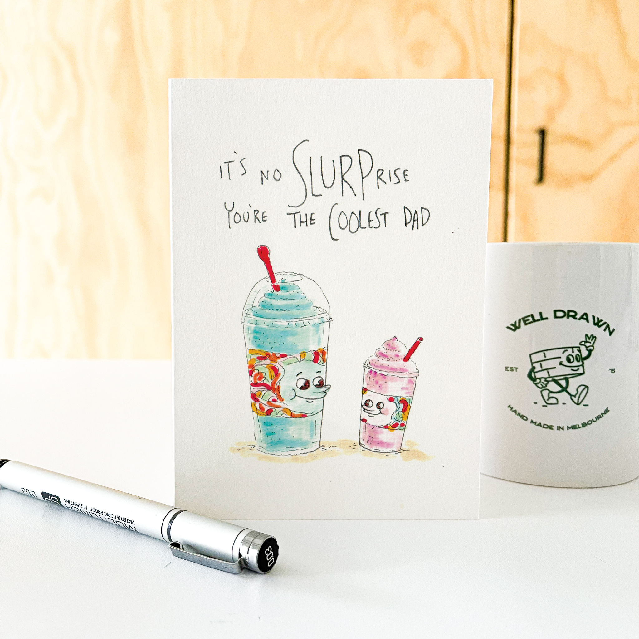 Well Drawn – wholesale Farsdagskort – Det är ingen slurprise, du är den coolaste pappan4