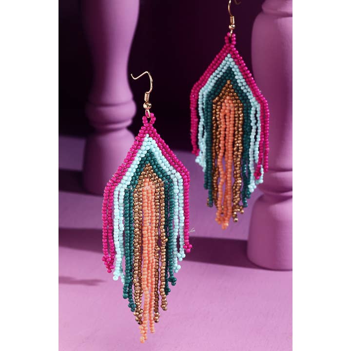 Urbanista - Wholesale Dangle Earrings - Seed bead Triangle Fringe Stripe Drop Earring 4