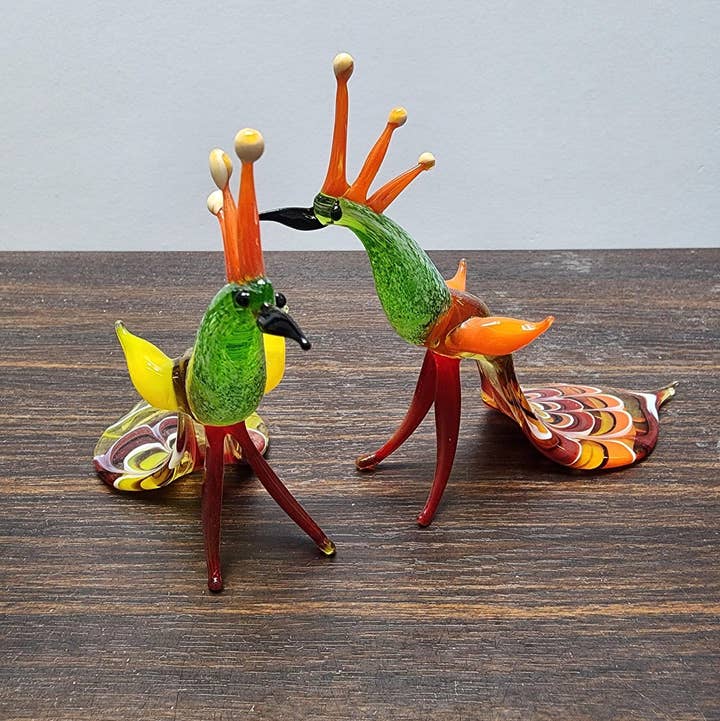 Glass by Iness - Wholesale Decorative Figurine - Naturally Colored Glass Figurine - Handcrafted - Peacock Design0