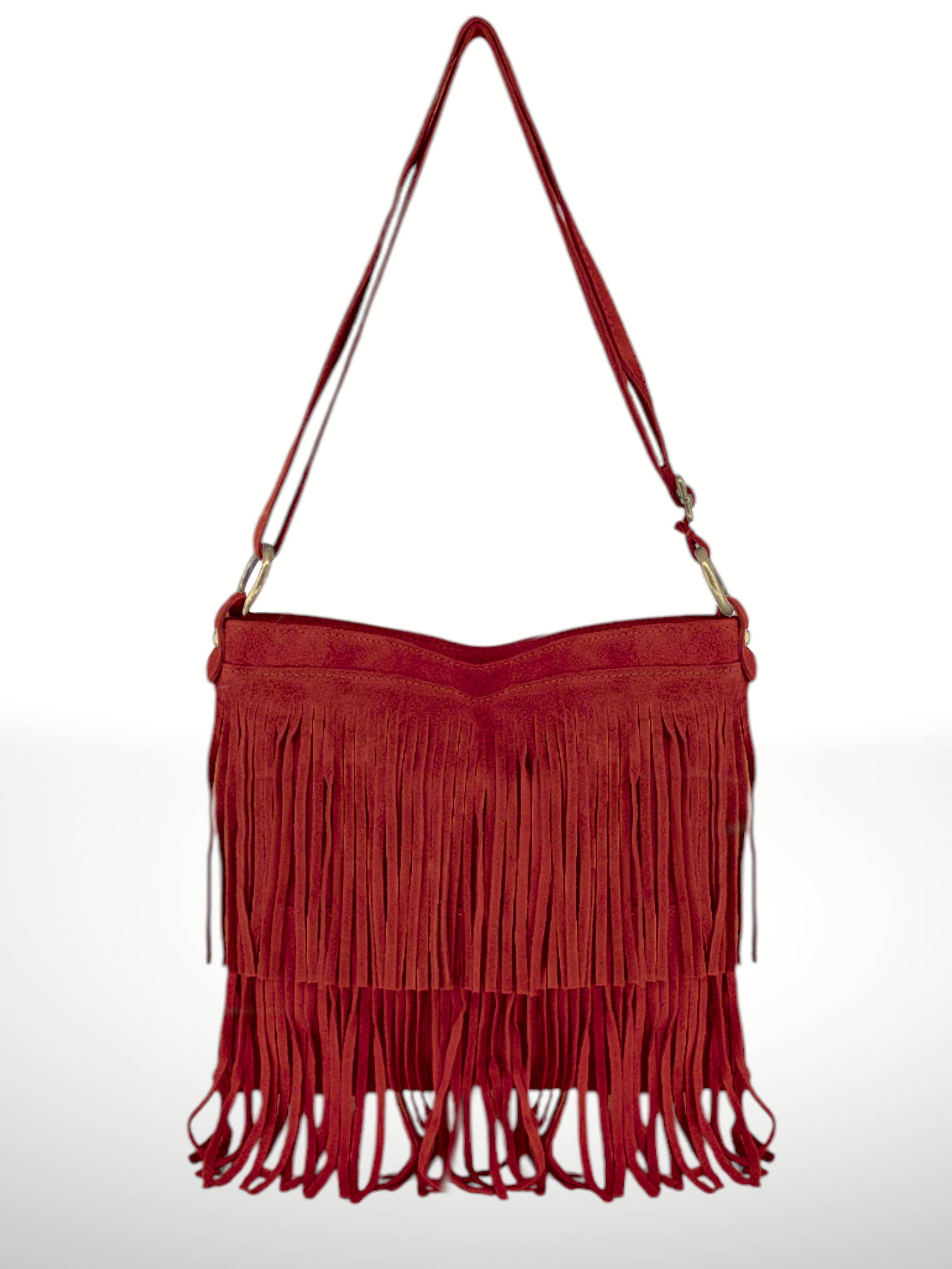 ITALIAN'S LEATHER - Wholesale Crossbodytas - Dames - Suède leren tas Cascade met franjes9