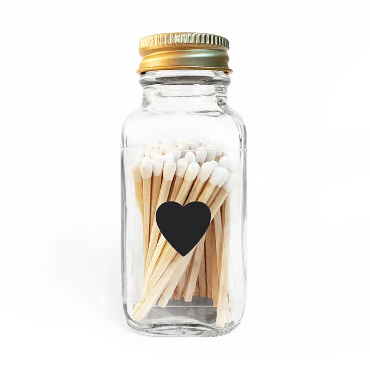 Classic Heart 2" White Match Jar | Pretty Match Holder for wholesale by Studio Portmanteau