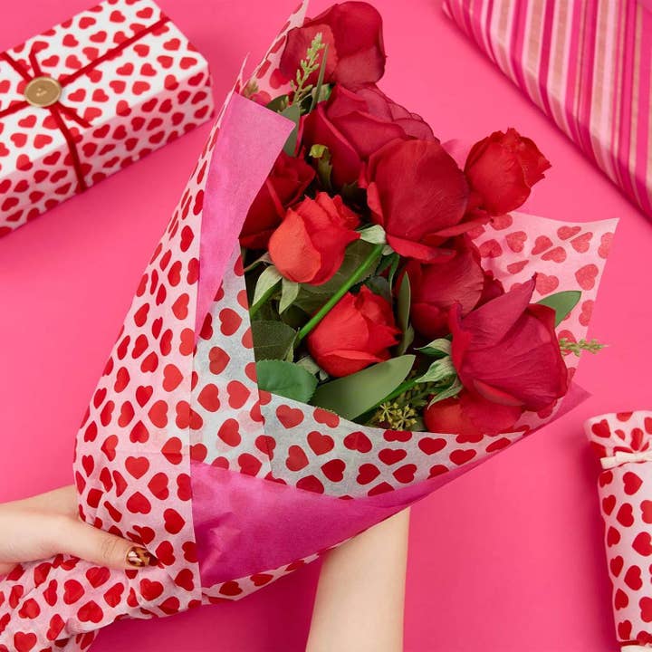 Posh Paper - Vente Papiers de soie - Papier de soie Saint-Valentin Cœur Cupidon Rose Rouge XOXO, 100 feuilles