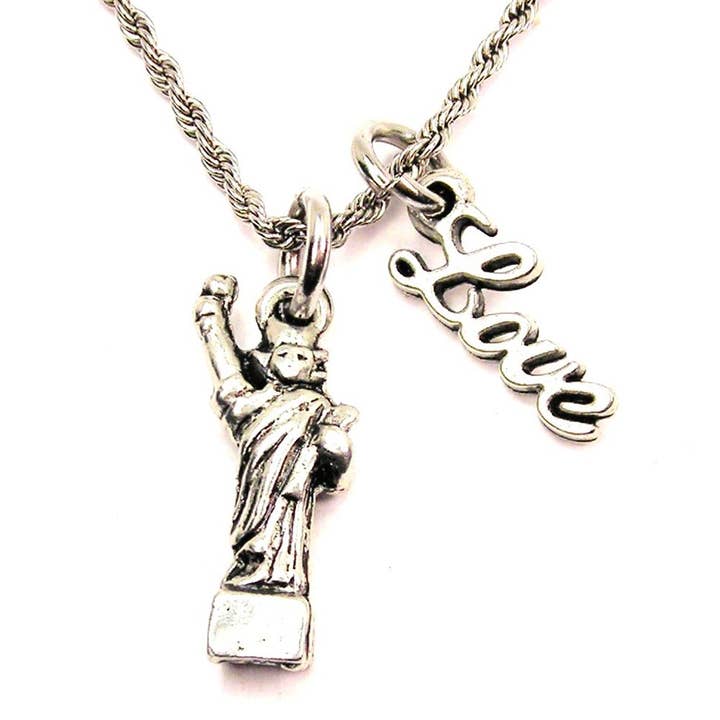 Frihetsgudinnan 20 ”rep halsband med kärlek Accent NY USA för wholesale av Chubby Chico Charms
