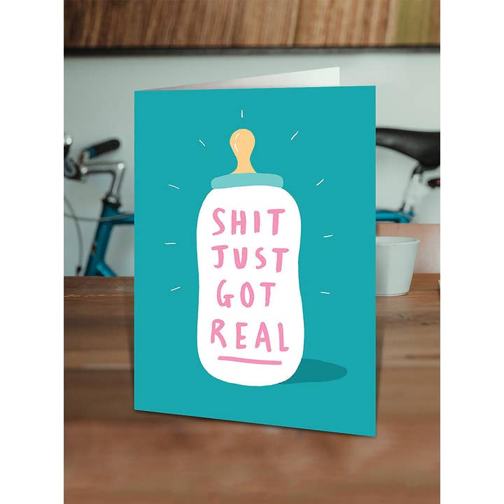 Brainbox Candy – wholesale Baby card – Funny New Baby Card - Shit Just Got Real1