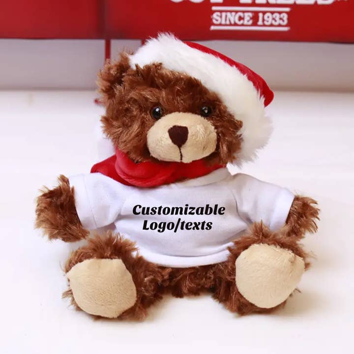 Osito de Navidad de 6″ con camiseta personalizada | Osito de peluche personalizado para venta al por mayor de Plushland