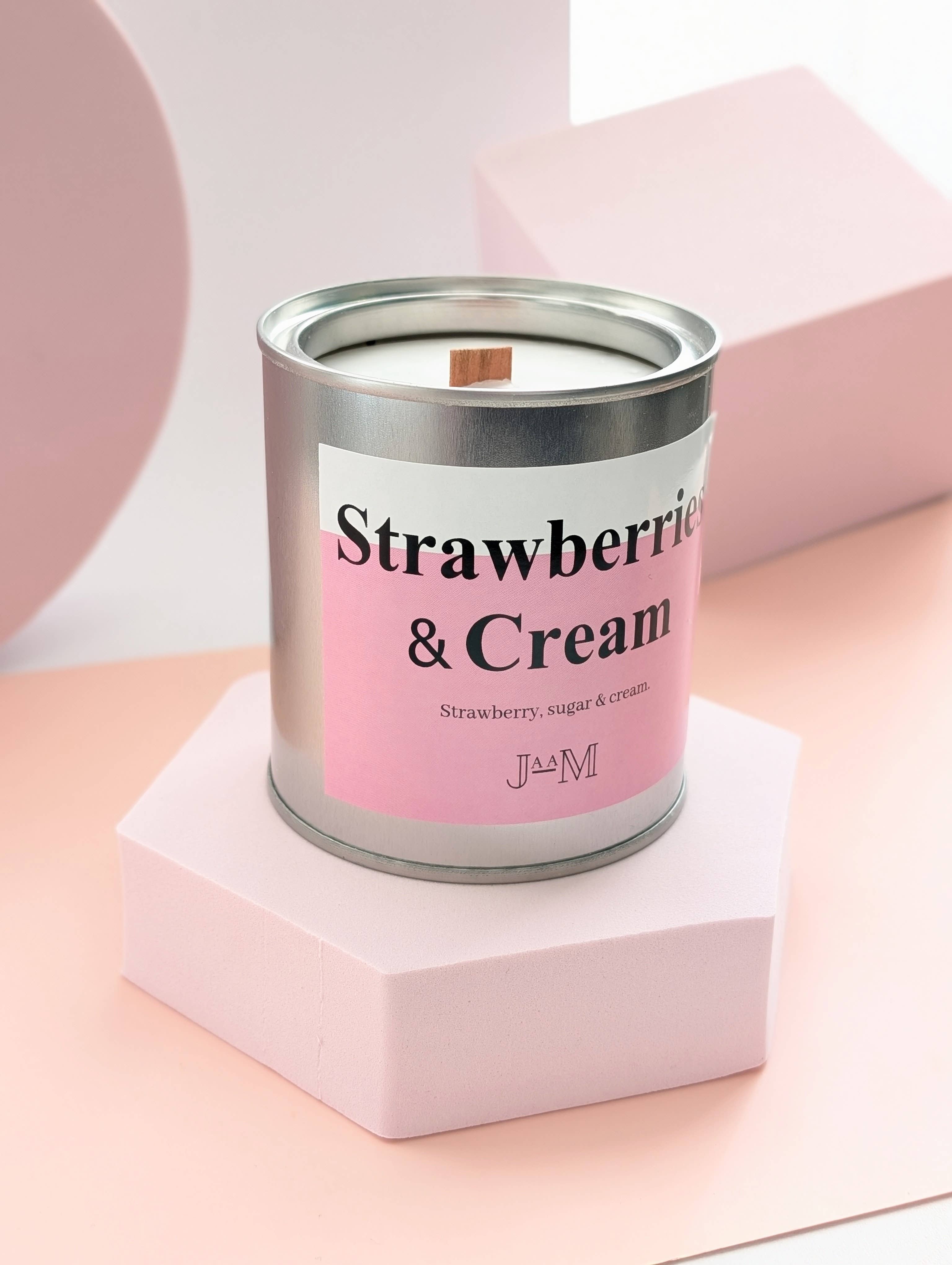 JaaM – wholesale Travel candles – Strawberry & Cream Wood Wick Candle Summer Scent Candle2