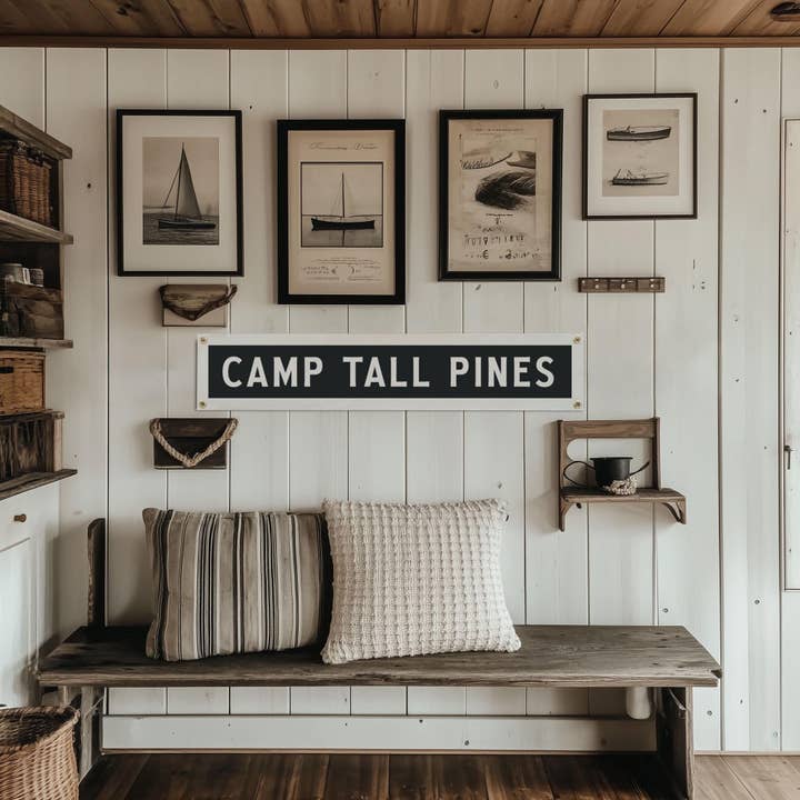 Custom 8x40" Name Felt Banner and other Purchase Wholesale cabin. Free Returns & Net 60 Terms on Faire trending on Faire.