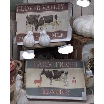 Wholesale Home Decor – Engroshandel Pyntebakke – Køer Metal Bakke Sæt med 2 - 20x13 og 18x11in