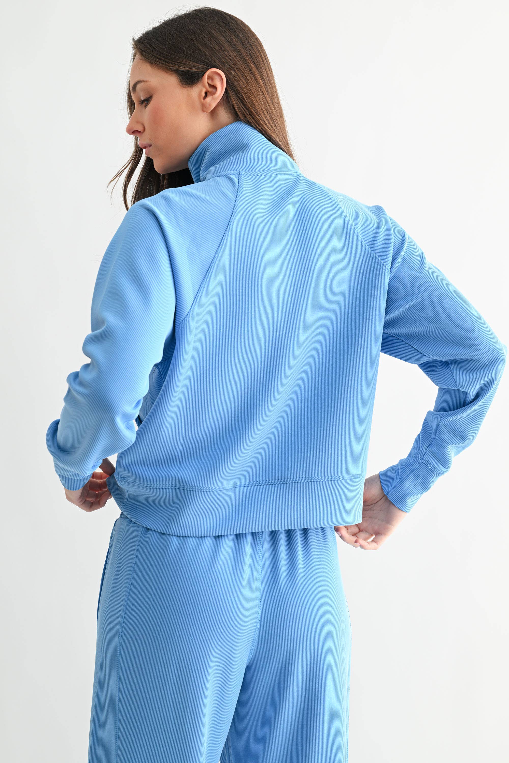 Mono B - Vente Sweat-shirt – femme - Pull à col zippé 1/4 en maille côtelée Luxe Sand Wash15