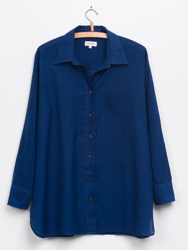Mitra Top in Indigo for wholesale by Umber and Ochre