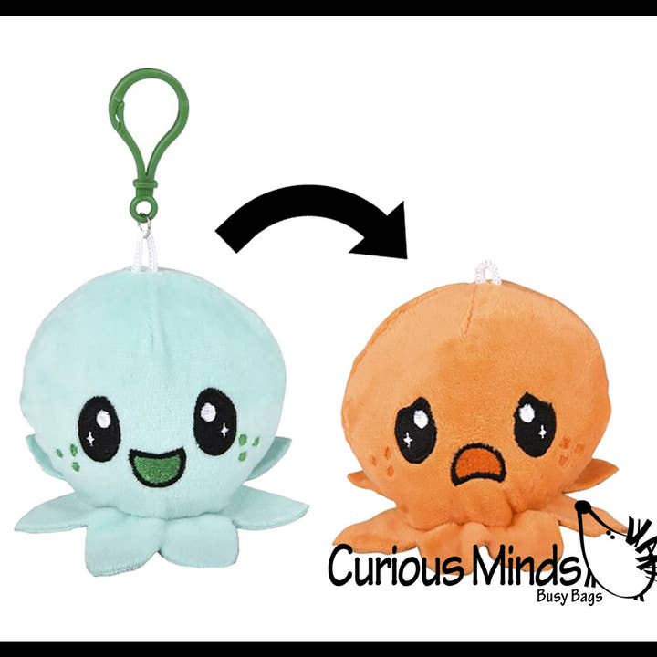 Curious Minds Toys - Wholesale Stuffed/Plush Toy - Kids & Baby - 1Â Cute Octopus Animal Happy Sad Plush Flip Inside Out Anima