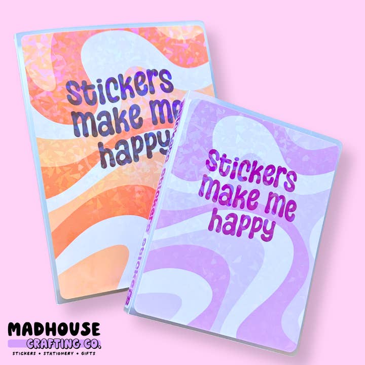 Madhouse Crafting Co. - Wholesale Sticker - Groovy Holographic Sticker Albums - 5x7 and 4x61