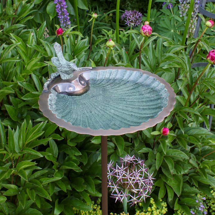 ACHLA Designs - Wholesale Bird Bath - Scallop Shell Birdbath- Stake