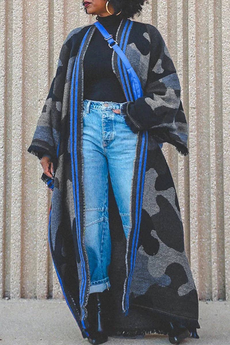 Mccolin - Wholesale Poncho - Women's - Statement Striped Pattern Poncho0