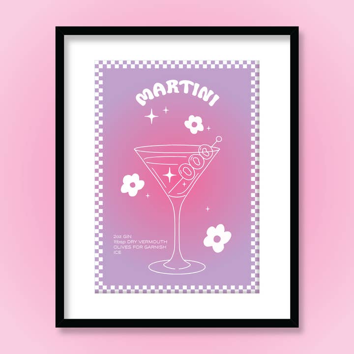 Groovy Y2K 60s Martini cocktailbar Gradient konst Print för wholesale av Ruby Roller Art