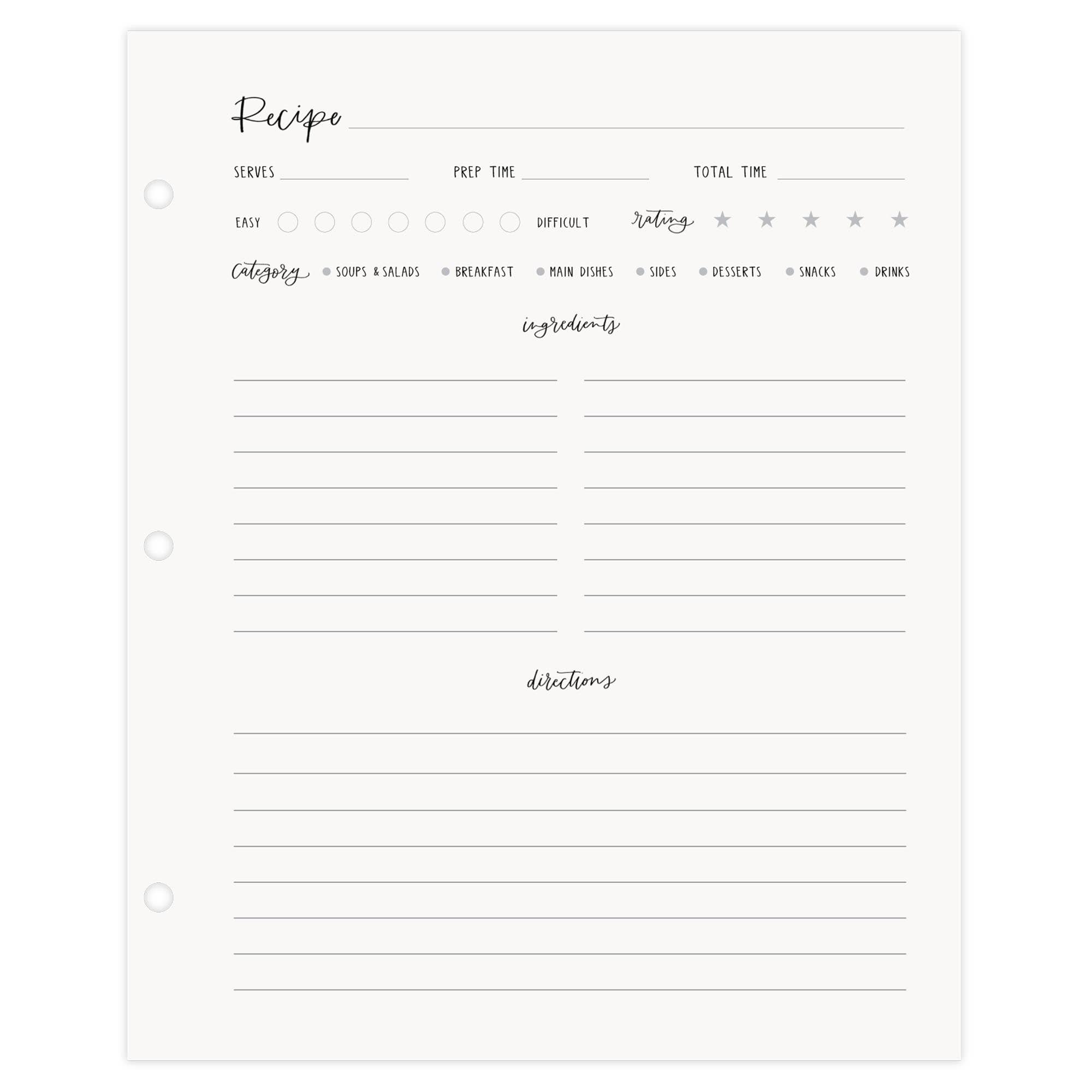 1canoe2 | One Canoe Two Paper Co. - Wholesale Recipe Card - Petite Recipe Page Set3