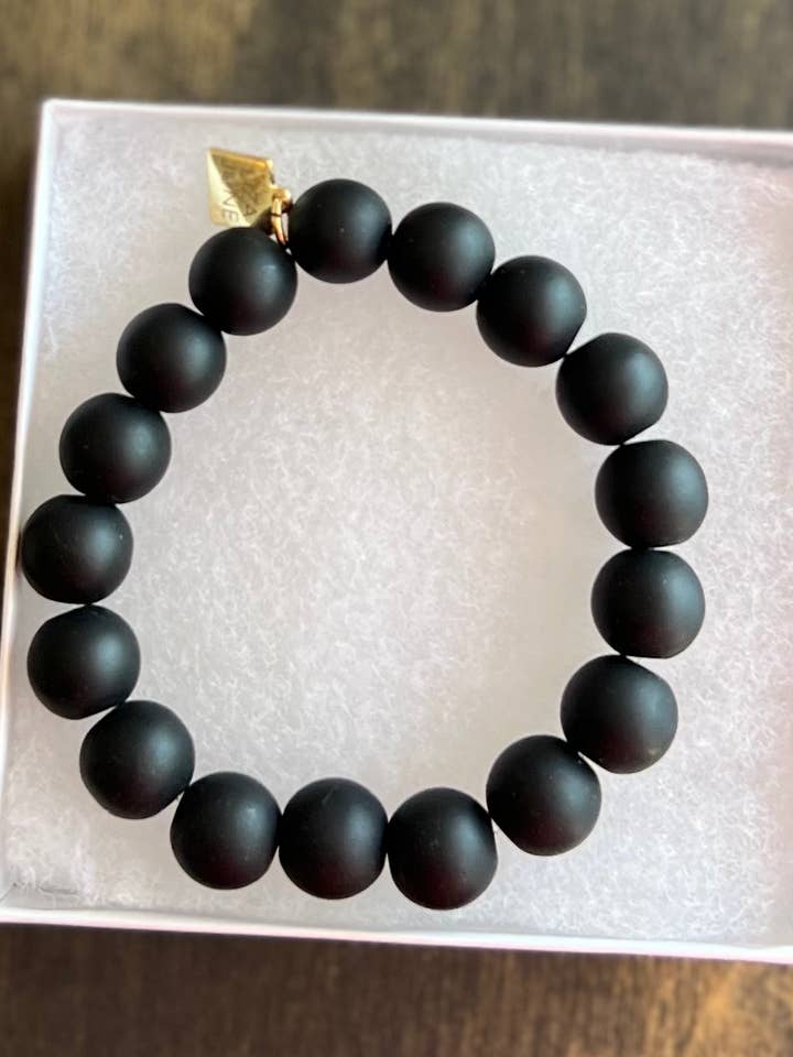 10mm mat sort Onyx Beaded Armbånd for engroshandel hos Liza June