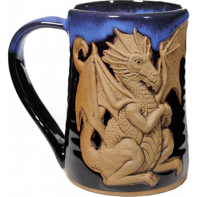 Always Azul Pottery - Wholesale Beer Glass/Mug - 3-D Fantasy Dragon 24 Oz. Tankard (made to order)1