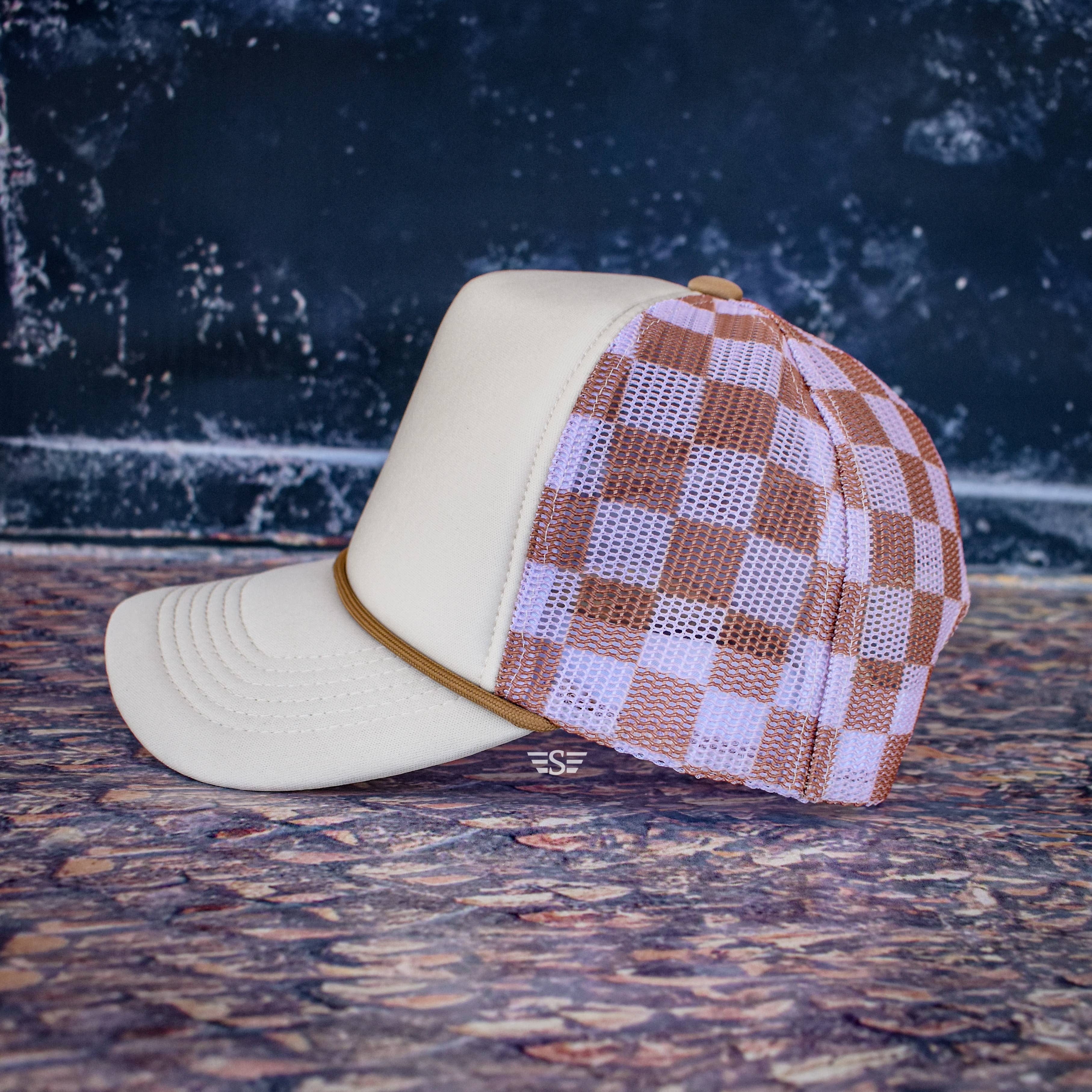 Flying S Company - Wholesale Trucker Hat - Unisex - Checkered Mesh Back Cap64