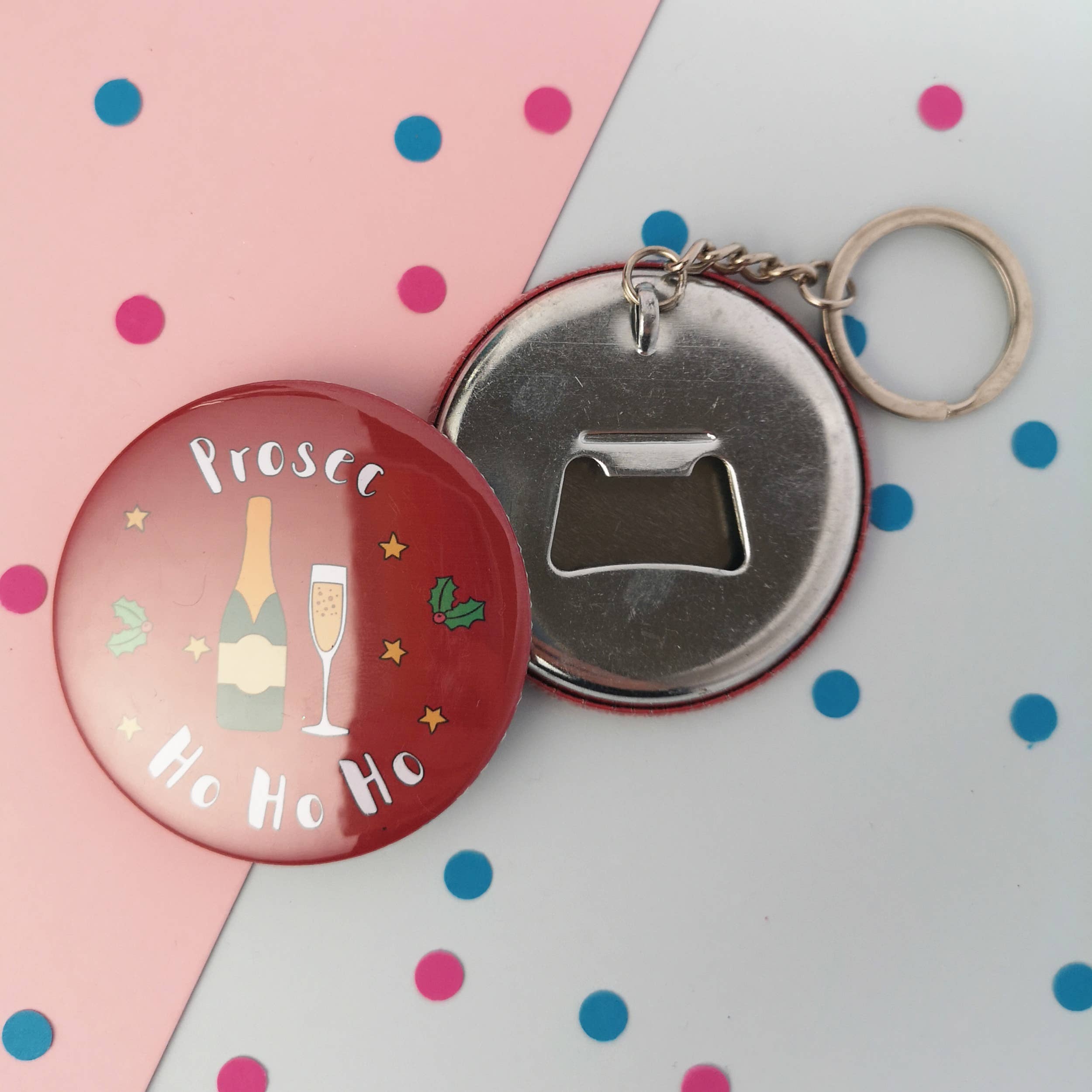 Chibi Chi Designs – wholesale Bottle/wine opener – Funny Prosecco Christmas bottle opener keyring - 58mm1