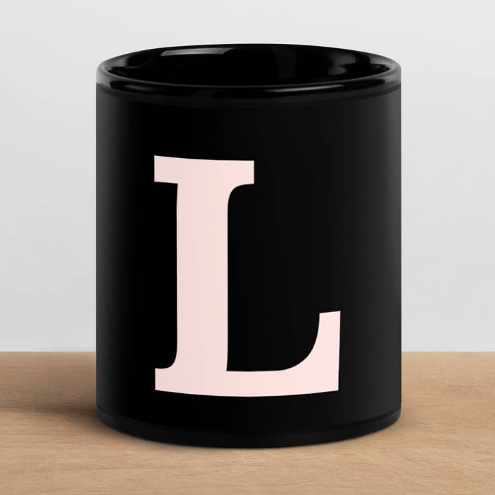 "L" Initial Mug for wholesale by Caffeine-Queens LLC