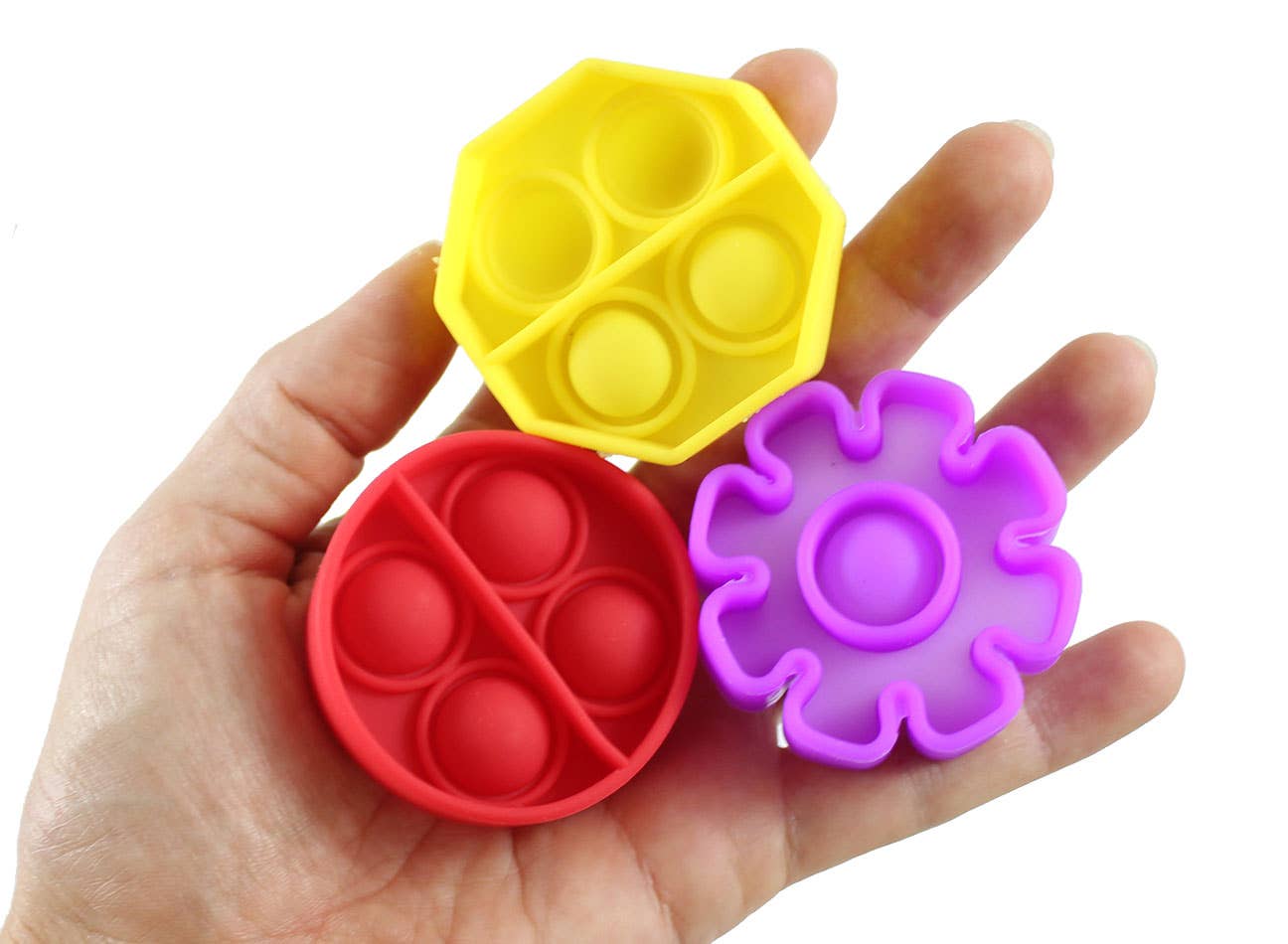 Curious Minds Toys - Wholesale Fidgetspeelgoed - Kinderen - Kleine 2" geometrische vorm Bubble Pop Fidget Toy Game OT Favor5
