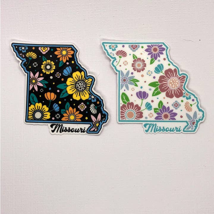 Floral Missouri State Sticker in Licht of Donker Ontwerp voor wholesale door Wildcard Graphic Design