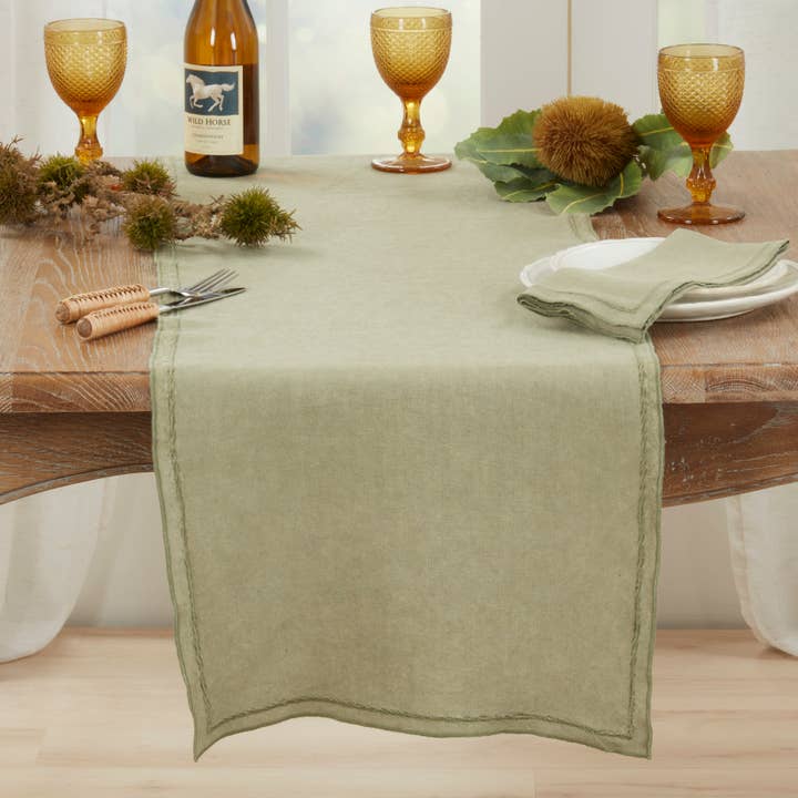 Saro Lifestyle - Wholesale Table Runner - Stonewashed Overlock Edge Table Runner23