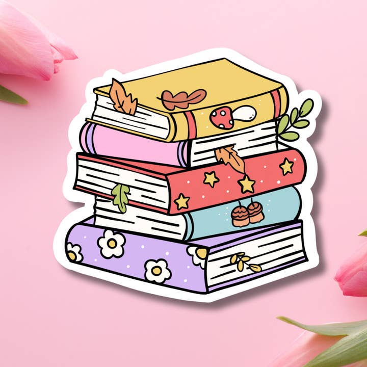 Herbstbücherstapel Vinylaufkleber für den Großhandel von Hikaru Tara Art Arst & Craft Gift Shop