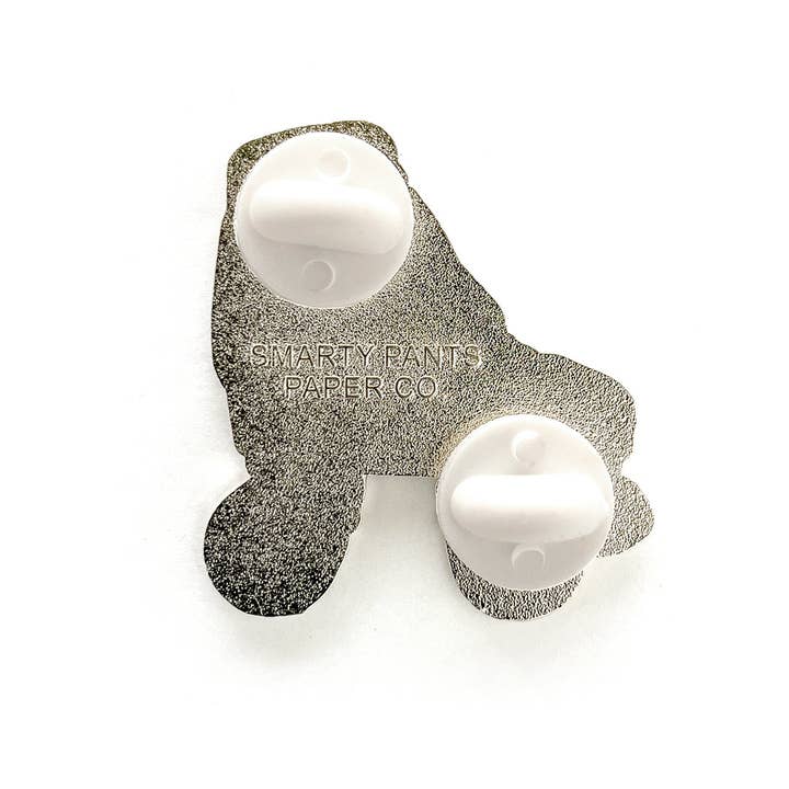 Smarty Pants Paper - Wholesale Lapel Pin/Button - Orange roller skate pin with glow in the dark wheels3