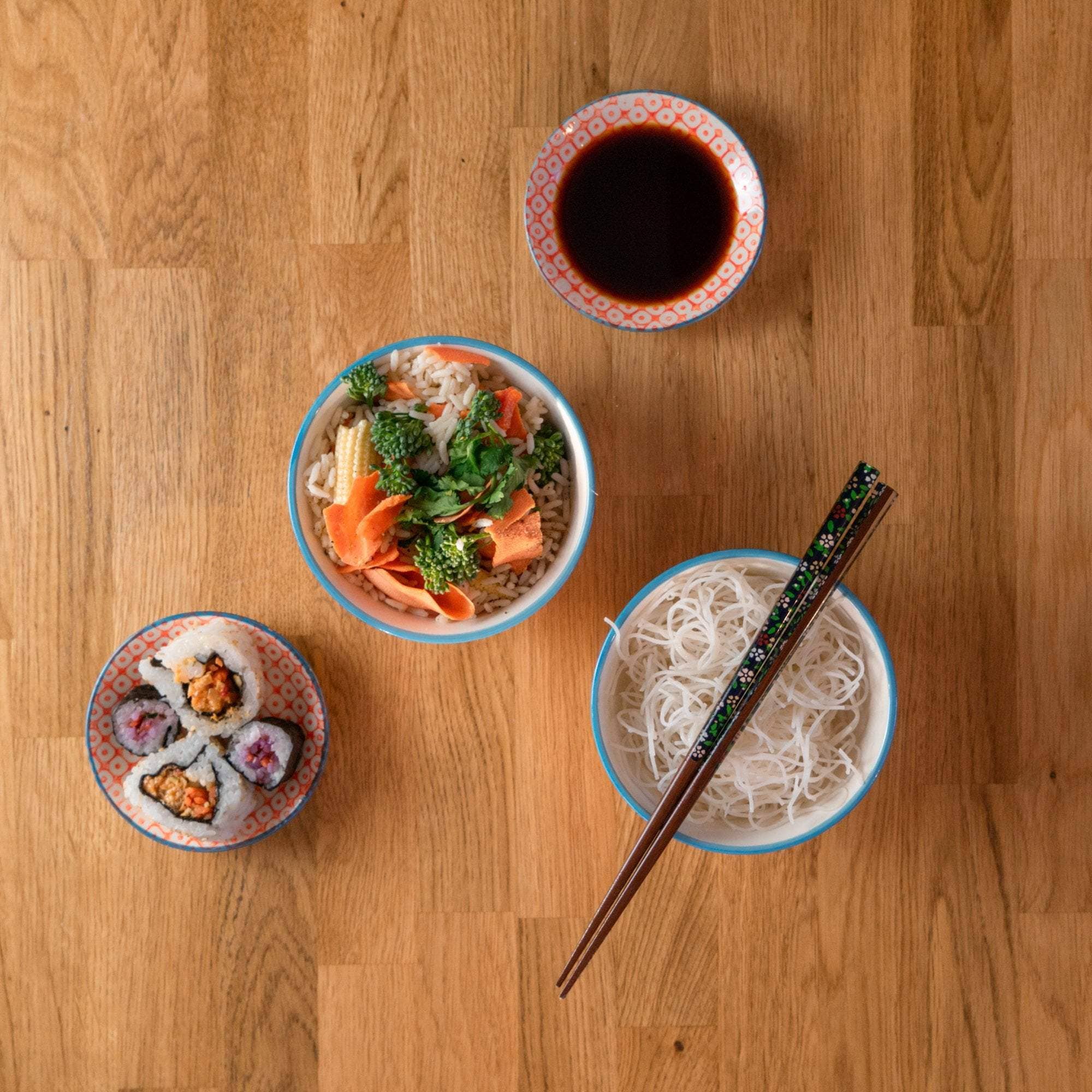 Rinkit Ltd – wholesale Bowl – Nicola Spring Patterned Rice Bowl - Orange and Blue2