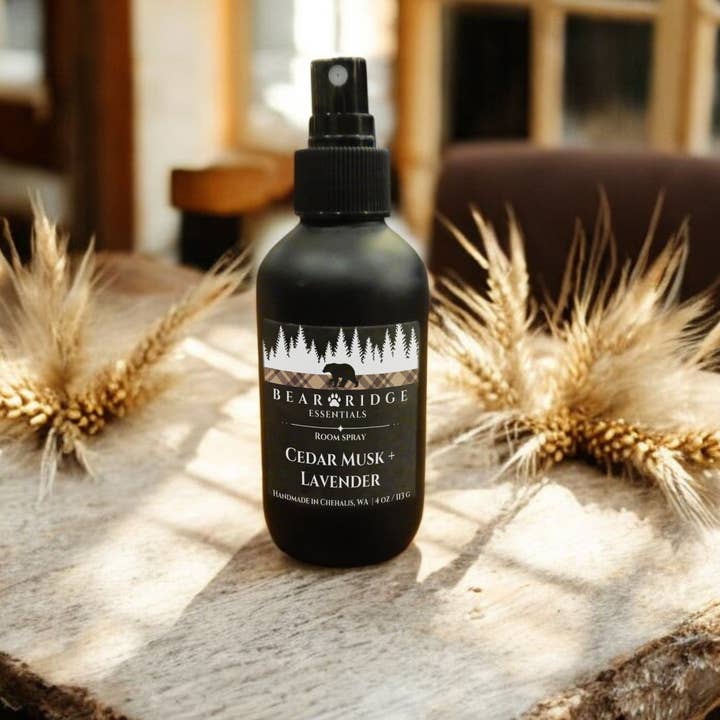 Cedar Musk + Lavender Room + Linen Spray-4 FL OZ for wholesale by Bear Ridge Essentials