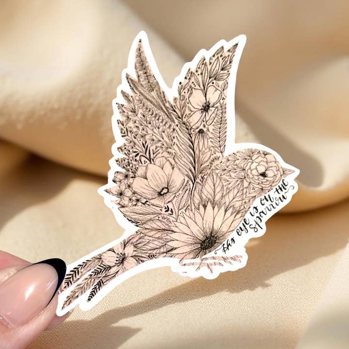 His Eye is on the Sparrow Sticker for wholesale by Paper and Prayer