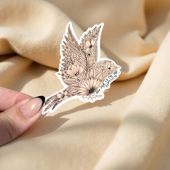 His Eye is on the Sparrow Sticker for wholesale by Paper and Prayer