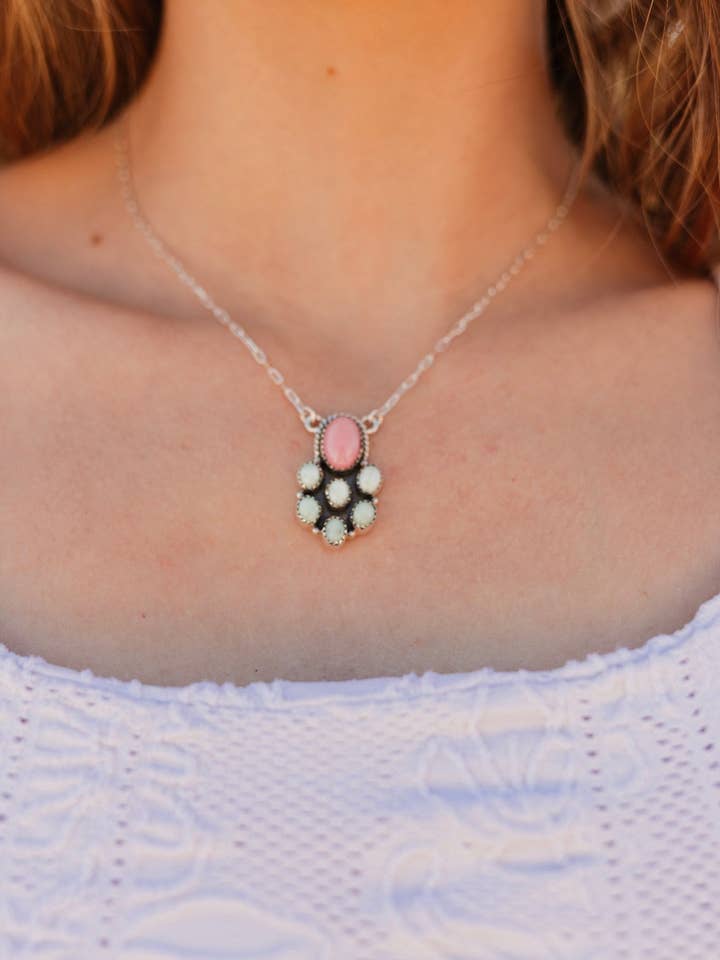 Desert Cluster Paloma & Pink Conch Necklace for wholesale by Krush Kandy