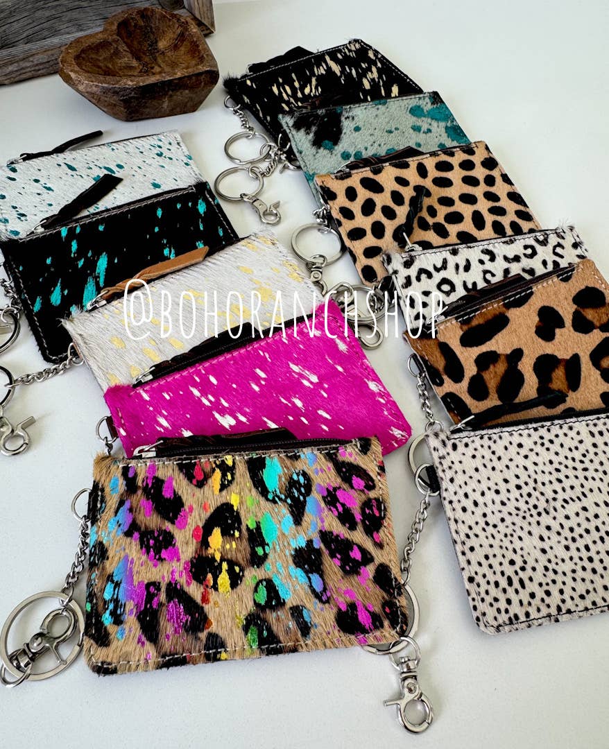 Boho Ranch Shop - Wholesale Wallet - Women's - Cowhide Keychain Wallet | Genuine Hair-On Hide | Card & Cash1