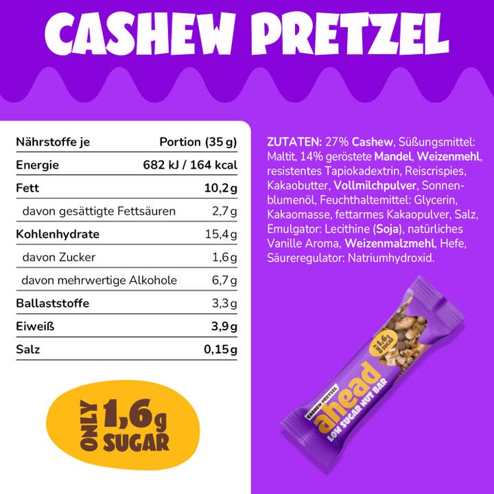 ahead - Wholesale Snack Bar - Nut Bar - Cashew Pretzel (Tray 12x35g)4