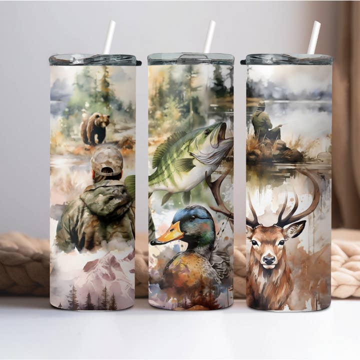 Wicked Flower Creations - Wholesale Insulated Mug/Tumbler - Men Hunting Animals Tumbler